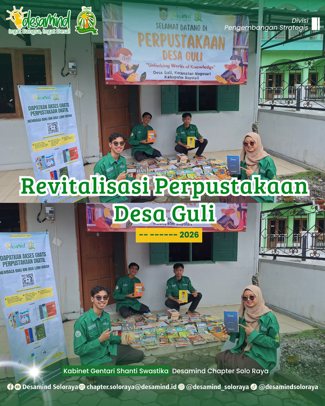 Wujudkan Desa Cerdas, Desamind Chapter Solo Raya Merevitalisasi Perpustakaan Guli dengan Aksi Donasi Buku